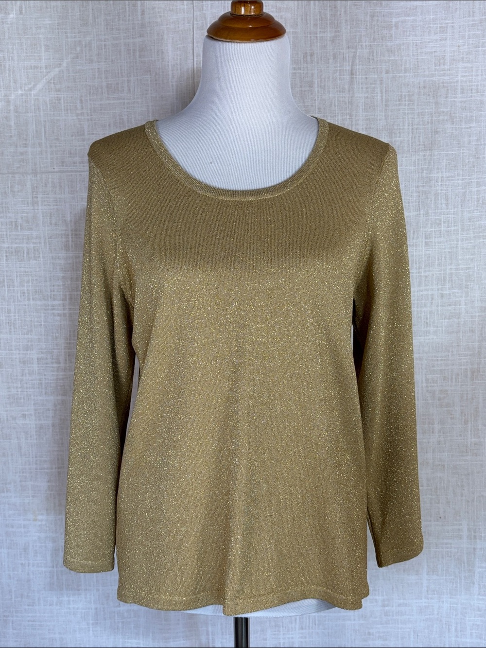 Laura Ashley Petite shimmery gold stretchy knit top - party-ready!